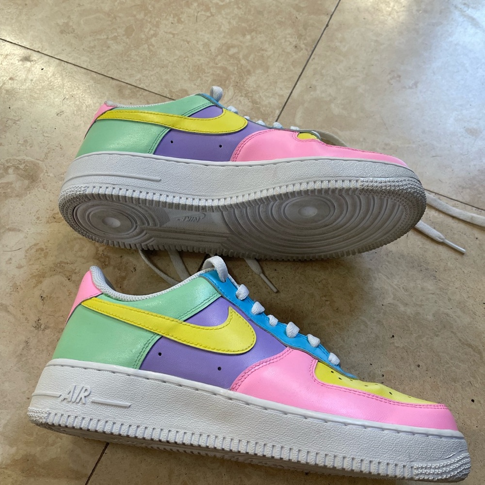 Nike Womens Custom Air Force Multicolor Athletic Shoes
